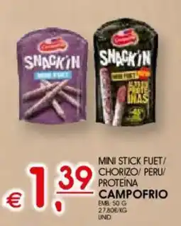 Meu Super Mini stick fuet/ chorizo/ peru/ proteina campofrio promoção