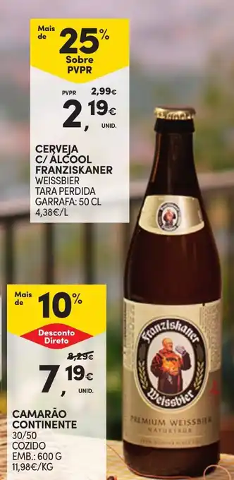 Continente Cerveja c/ alcool franziskaner weissbier promoção