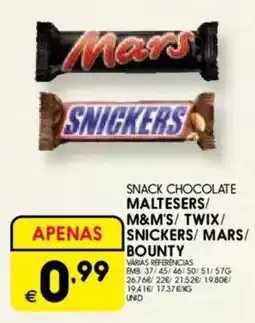 Meu Super Snack chocolate maltesers/ m&m's/ twix/ snickers / mars/ bounty promoção