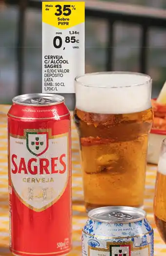 Continente Cerveja c/ álcool sagres promoção