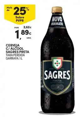 Continente Cerveja c/ alcool sagres preta tara perdida promoção