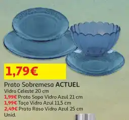 Auchan Prato Sobremesa ACTUEL Vidro Celeste 20 cm promoção