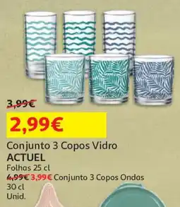 Auchan Conjunto 3 Copos Vidro ACTUEL promoção