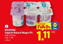 Lidl MILBONA Iogurte Natural Magro 0% promoção