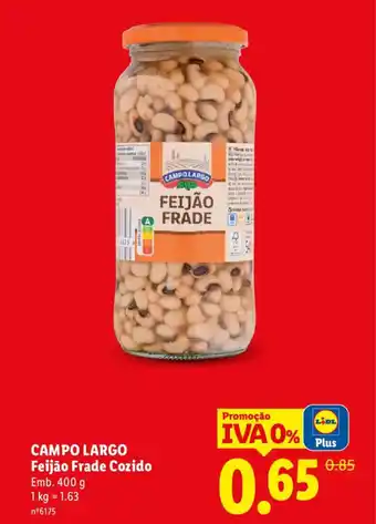 Lidl CAMPO LARGO Feijão Frade Cozido promoção