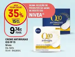 Intermarché Creme antirrugas q10 fp 15 nivea dia, noite promoção