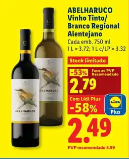 Lidl ABELHARUCO Vinho Tinto/ Branco Regional Alentejano promoção