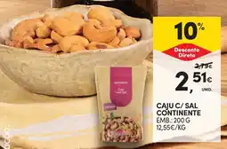 Continente Caju c/sal continente promoção