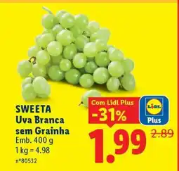 Lidl SWEETA Uva Branca sem Grainha promoção