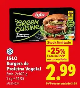 Lidl IGLO Burgers de Proteína Vegetal promoção