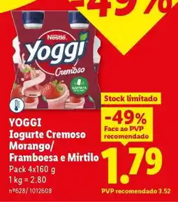 Lidl YOGGI Iogurte Cremoso Morango/Framboesa e Mirtilo promoção