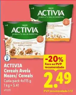 Lidl ACTIVIA Cereais Aveia Nozes/ Cereais promoção