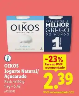 Lidl OIKOS Iogurte Natural/Açucarado promoção