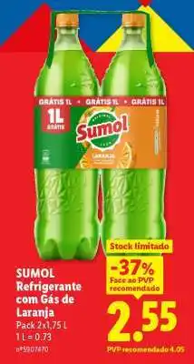 Lidl Sumol Refrigerante com Gás de Laranja promoção
