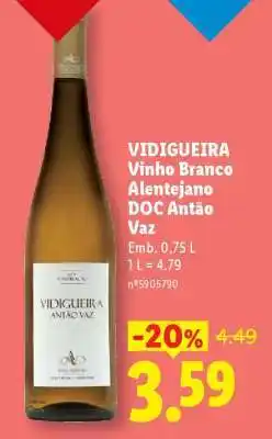 Lidl VIDIGUEIRA Vinho Branco Alentejano DOC Antão Vaz promoção