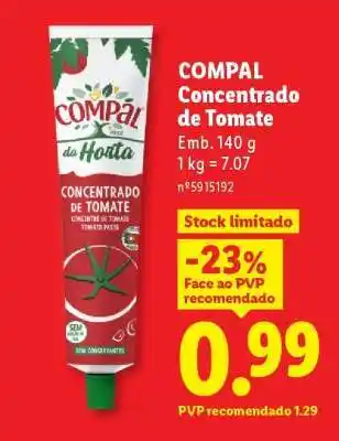 Lidl COMPAL Concentrado de Tomate promoção