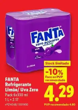 Lidl FANTA Refrigerante Limão/ Uva Zero promoção