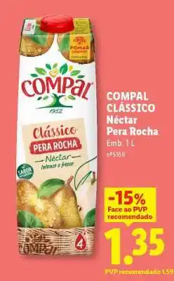 Lidl COMPAL CLÁSSICO Néctar Pera Rocha promoção