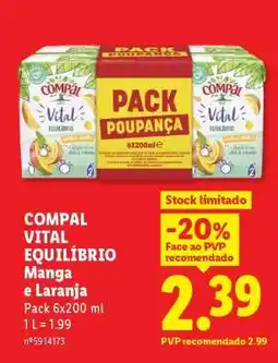 Lidl COMPAL VITAL EQUILÍBRIO Manga e Laranja promoção