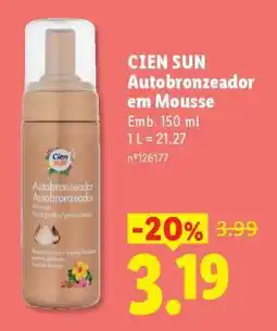Lidl CIEN SUN Autobronzeador em Mousse promoção