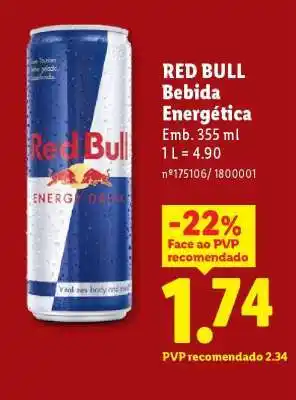 Lidl Red Bull Bebida Energética promoção