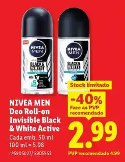Lidl NIVEA MEN Deo Roll-on Invisible Black & White Active promoção