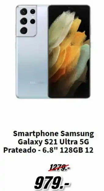 MediaMarkt Smartphone Samsung Galaxy S21 Ultra 5G Prateado 6.8" 128GB 12 promoção