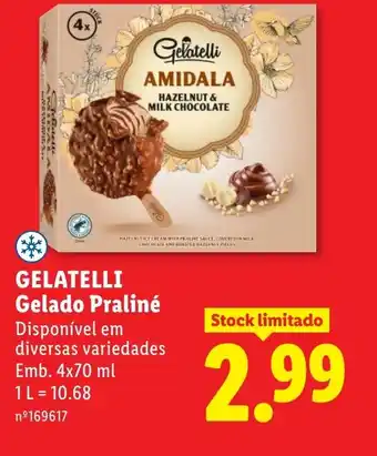 Lidl GELATELLI Gelado Praliné promoção