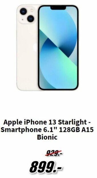 MediaMarkt Apple iPhone 13 Starlight-Smartphone 6.1" 128GB A15 Bionic promoção
