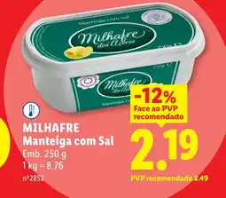 Lidl MILHAFRE Manteiga com sal promoção
