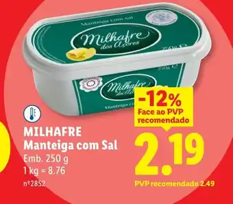 Lidl MILHAFRE Manteiga com sal promoção