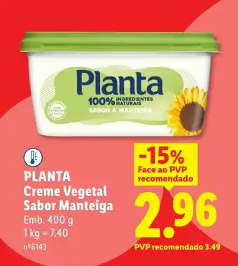 Lidl PLANTA Creme Vegetal Sabor Manteiga promoção
