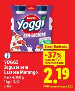 Lidl YOGGI Iogurte sem Lactose Morango promoção