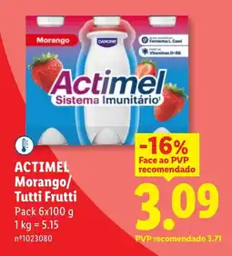 Lidl ACTIMEL Morango/ Tutti Frutti promoção