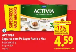 Lidl ACTIVIA Iogurte com Pedaços Aveia e Noz promoção