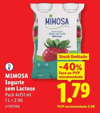 Lidl MIMOSA Iogurte sem Lactose promoção