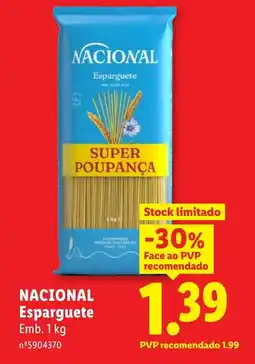 Lidl NACIONAL Esparguete promoção