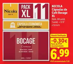 Lidl NICOLA Cápsulas de Café Bocage XL promoção