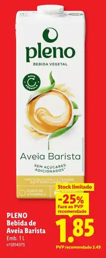 Lidl PLENO Bebida de Aveia Barista promoção