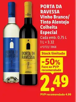 Lidl PORTA DA RAVESSA Vinho Branco/ Tinto Alentejo Colheita Especial promoção