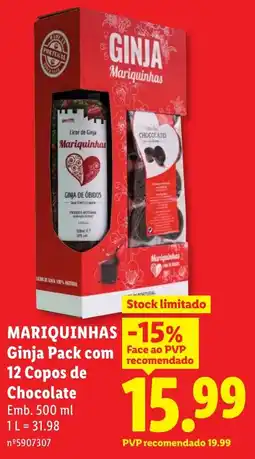 Lidl MARIQUINHAS Ginja Pack com 12 Copos de Chocolate promoção