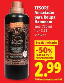Lidl TESORI Amaciador para Roupa Hammam promoção