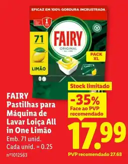 Lidl FAIRY Pastilhas para Máquina de Lavar Loiça All in One Limão promoção