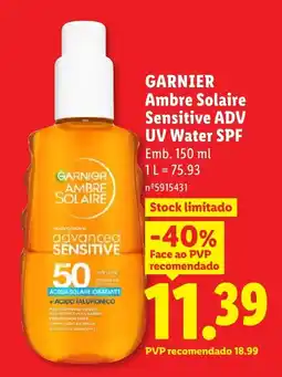 Lidl GARNIER Ambre Solaire Sensitive ADV UV Water SPF promoção