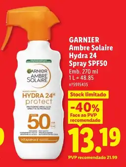 Lidl GARNIER Ambre Solaire Hydra 24 Spray SPF50 promoção