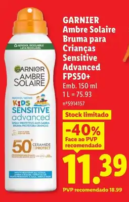 Lidl GARNIER Ambre Solaire Bruma para Crianças Sensitive Advanced FPS50+ promoção