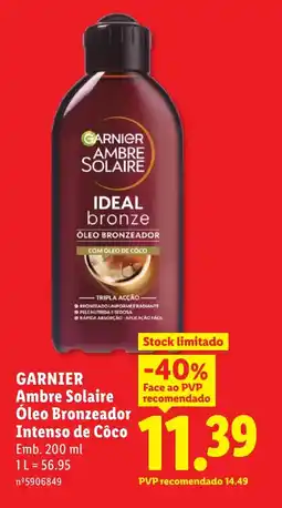 Lidl GARNIER Ambre Solaire Óleo Bronzeador Intenso de Côco promoção