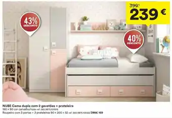 Moviflor Nube Cama Dupla com 2 Gavetões + Prateleira promoção