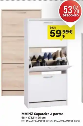 Moviflor Mainz Sapateira 3 Portas 58 x 123,5 x 25cm promoção