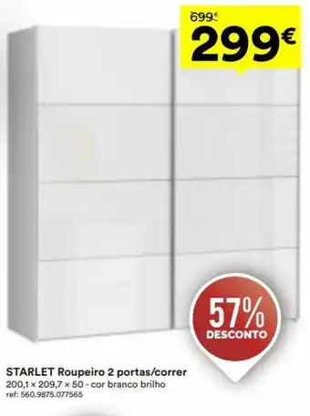 Moviflor Starlet Roupeiro 2 Portas/Correr 200,1 x 209,7 x 50 promoção